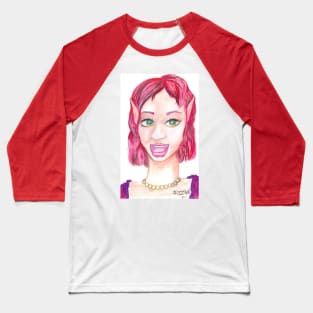 Fairies Fairy Woman Elf Girl Redhead Red Haired Princess Pearls Woman Baseball T-Shirt